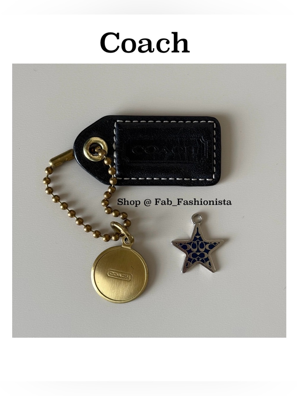 Coach Black Leather purse Keychain